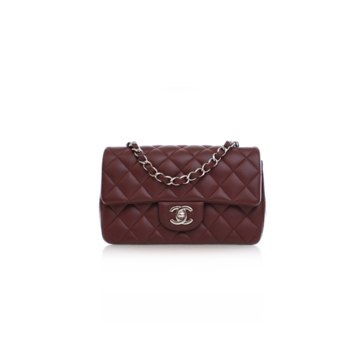 CHANEL MINI CLASSIC FLAP BAG BURGUNDY LAMBSKIN A01116 (20*13*6cm)
